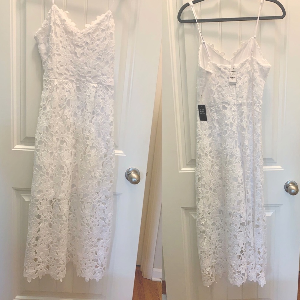 Express White Lace Midi Dress